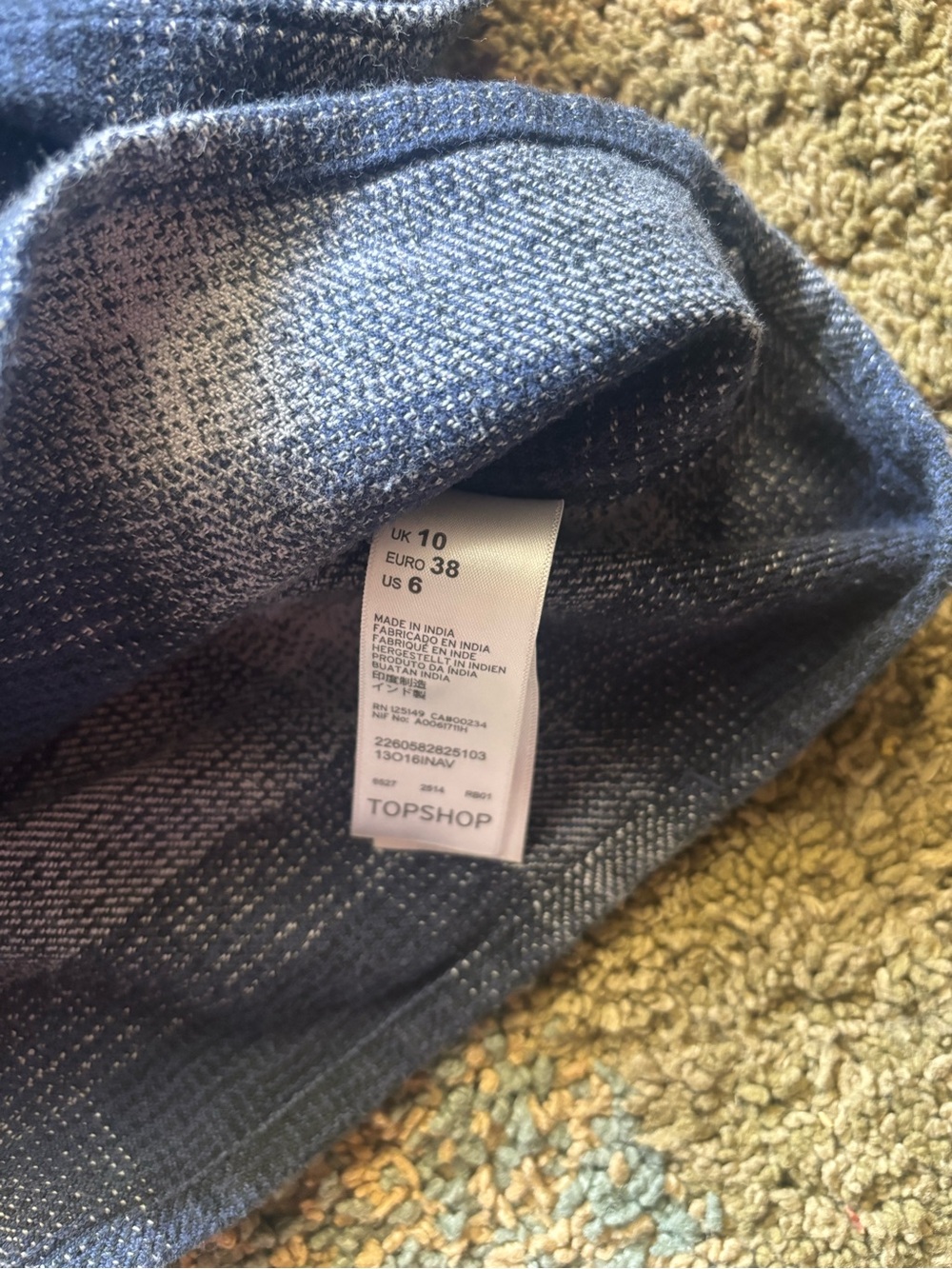 Topshop Plaid Shacket Overshirt Women’s US 6 Navy Blue Gray 100% Cotton - Picture 3 of 5